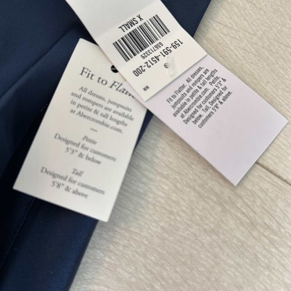 Abercrombie & Fitch Navy Blue Boat Cowl Neck Draped Ruched Maxi Dress Satin XS - Picture 7 of 10